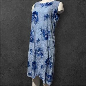 Karin Stevens Petites Blue Floral Sleeveless Dress Size 12P